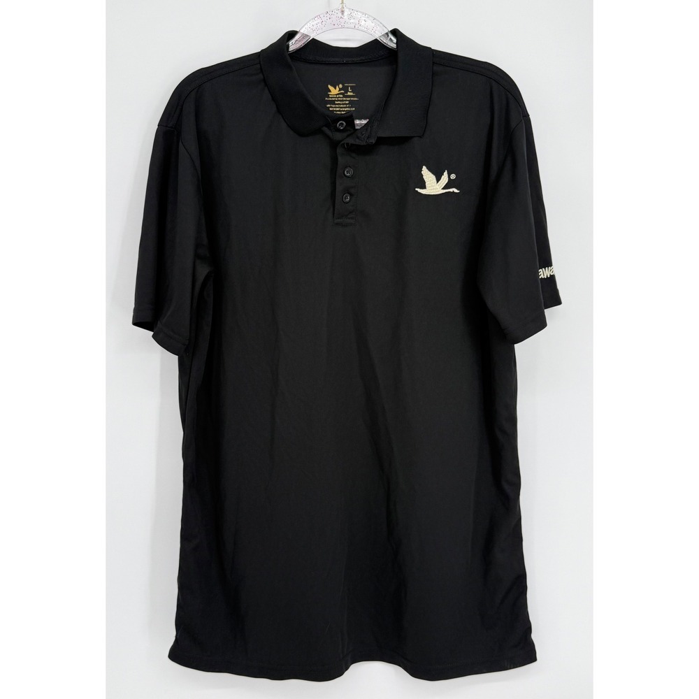 Goose Pride Mens Black Short Sleeve Performance Polo Shirt Bird Logo Sz L - Picture 1 of 7